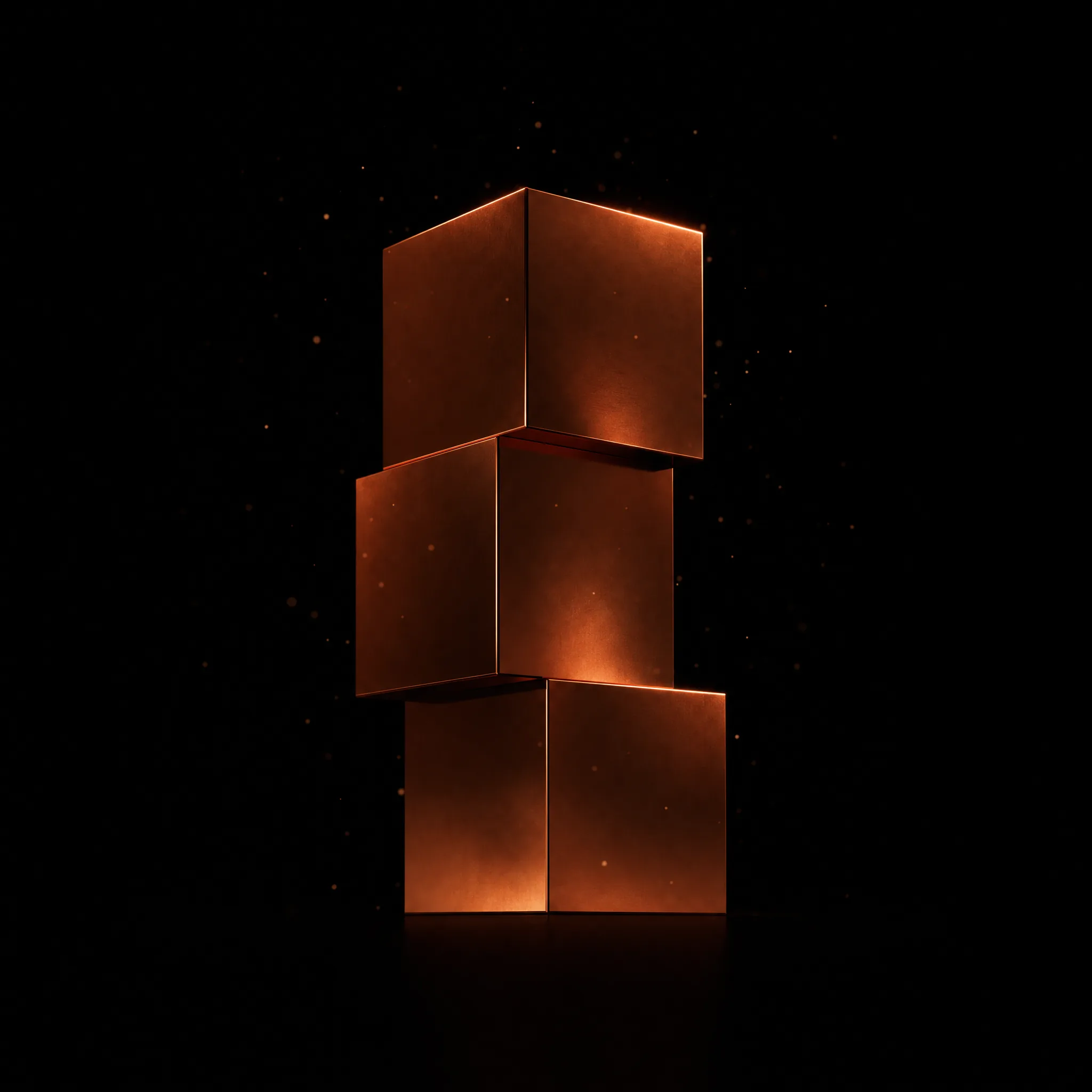 Cubes en cuivre empilés — étape Build, développement